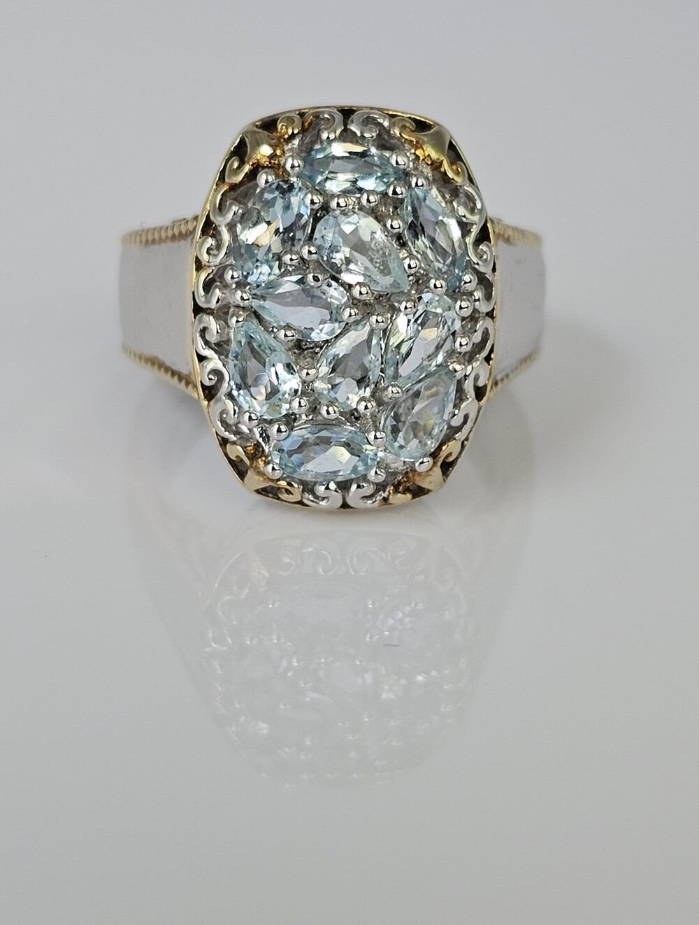Rare Genuine Natural Aquamarine Ring Sz 7.5